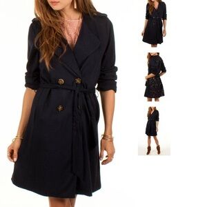 Black Swan navy blue trench coat with lace back Size Small